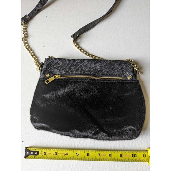 VGT BLACK PONY FUR LEATHER CHAIN STRAP PURSE - Picture 4 of 4